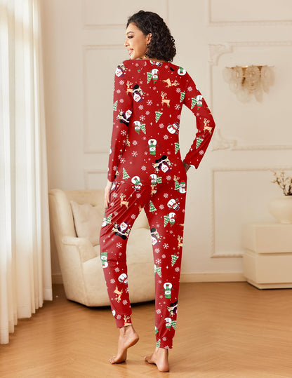 Ekouaer 2 Pack Christmas Pajamas for Women Set Long Sleeve Sleepwear Top and Jogger Pants Lounge Sets Matching Family Pjs Loungewear,Large