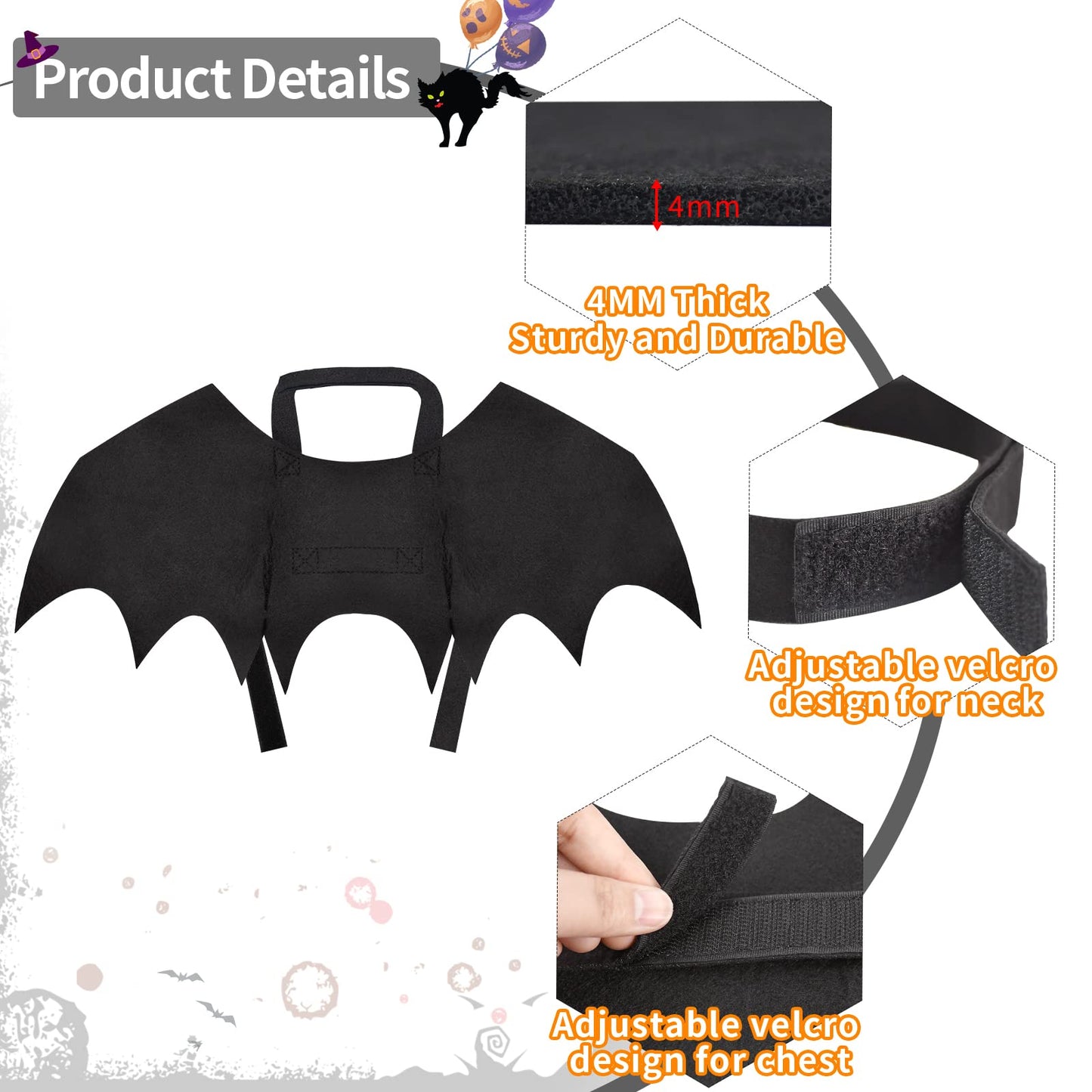 Malier Halloween Cat Costume for Cats Dogs Pet Bat Wings Cat Dog Bat Costume Wings