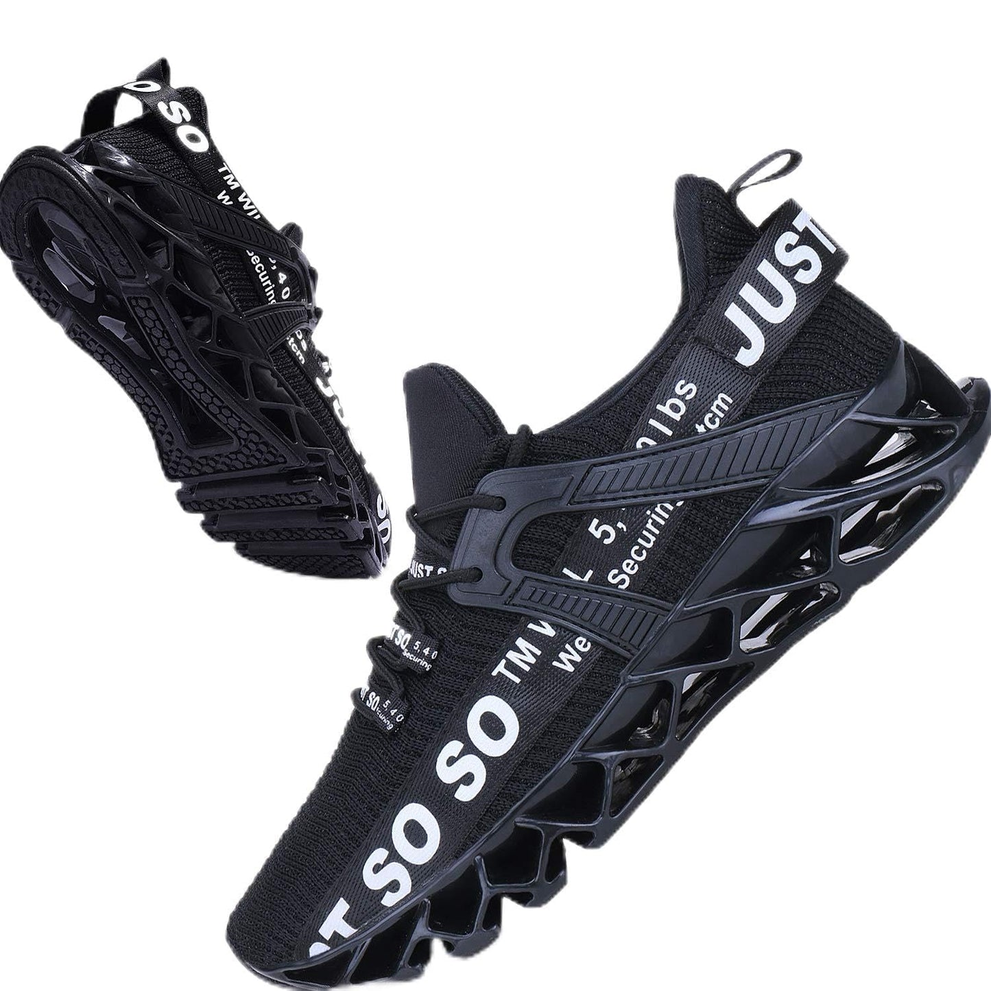 JSLEAP Men Running Shoes Walking Athletic for Men Casual Slip Fashion Sports Outdoor Shoes Black White,US 6.5