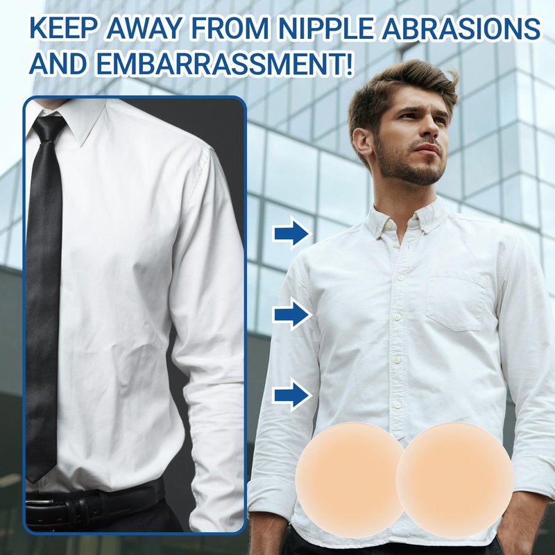 Funnysoft 12 Pcs 4/12 Pcs Nipple Covers Men Reusable Silicone, No Show Anti-Chafe Sweat-Resistant Sport Men Nipple Shield for Runner Gym