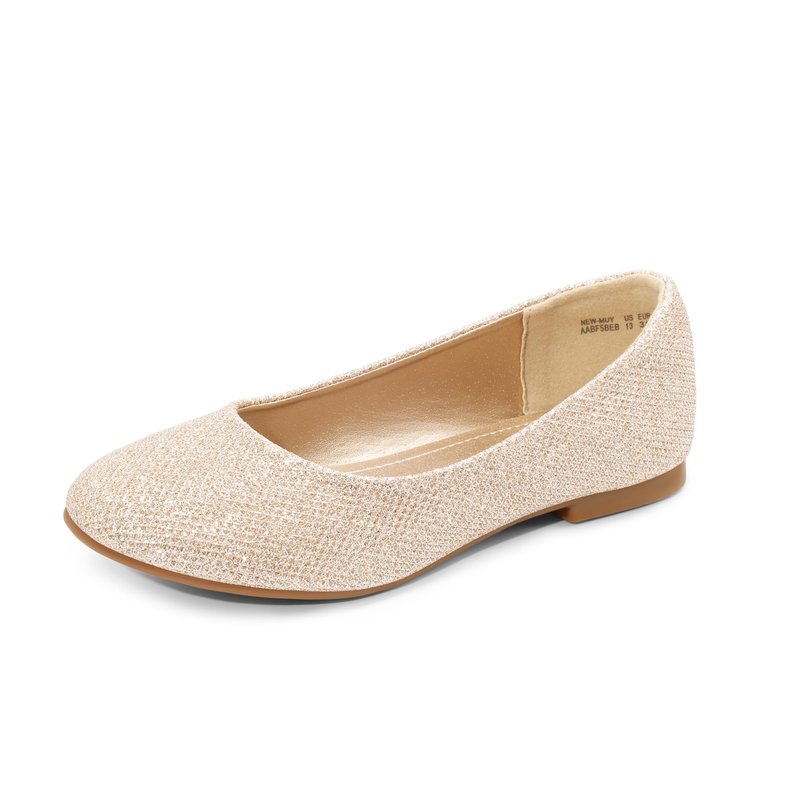 DREAM PAIRS Girls Dress Shoes Slip on Ballerina Flats for Wedding/Party,Size 1 Little Kid,Gold/Glitter,MUY