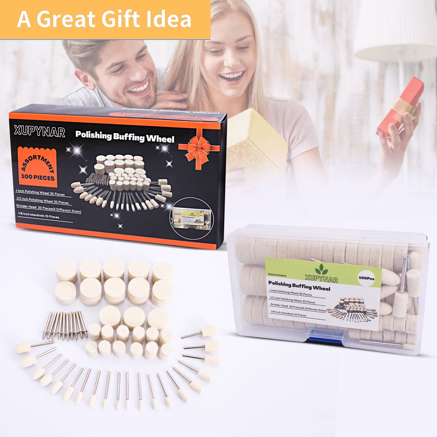 100PCS Polishing Buffing Wheel for Dremel Polishing Kit, Polishing Wheel for Dremel Tool Accessories, with 1/8" Shank for Dremel Buffing Wheels