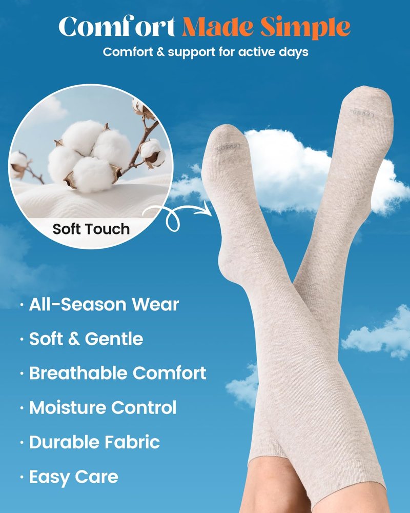 LEVSOX Cotton Compression Socks for Women Men 20-30 mmHg Knee High Cute Support Sock for Pregnancy Flying Nurses