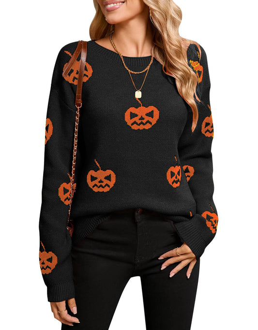Alsol Lamesa Women's Cute Heart Sweater Crew Neck Long Sleeve Pullover Halloween Sweaters for Women