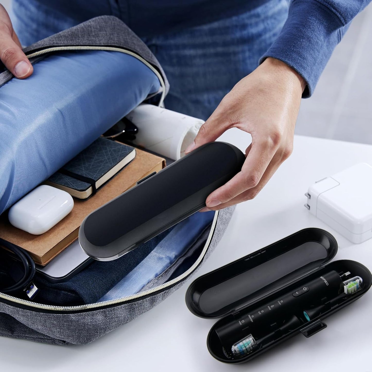 Sonic Electric Toothbrush for Adults - Rechargeable Black Electric Toothbrush with 8 Brush Heads 5 Modes Sonic Power Toothbrush with Travel Cover