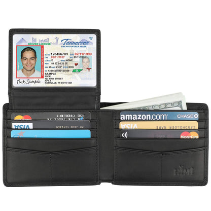 HIMI Wallet for Men-Genuine Leather RFID Blocking Bifold Stylish Wallet With 2 ID Window (Vintage Black)