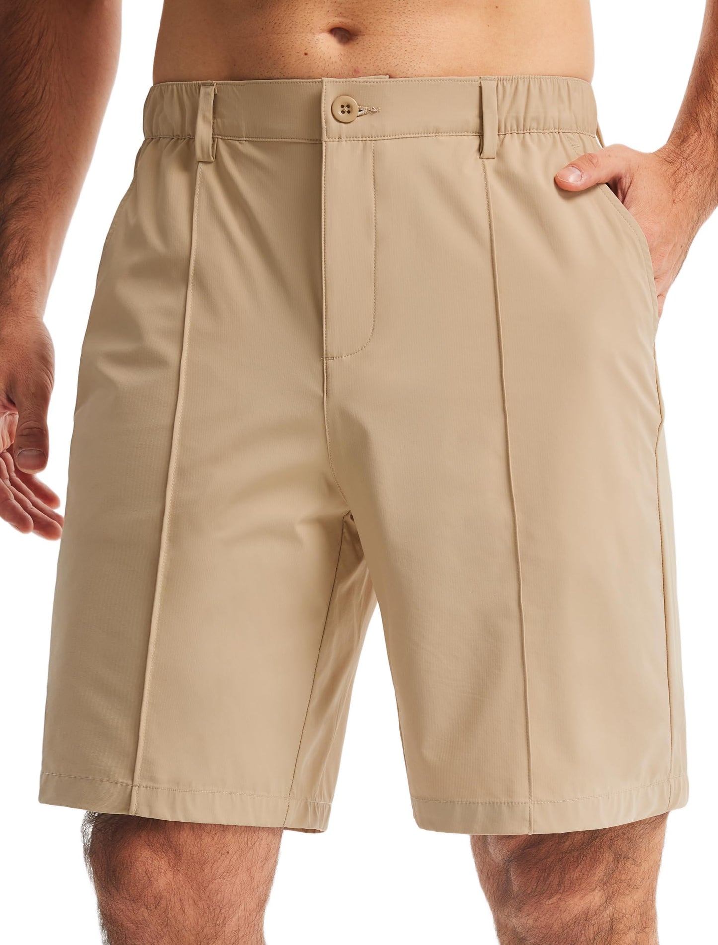 Libin Men's Classic Fit 9" Golf Shorts All Day Comfy Casual Shorts Quick Dry Lightweight Stretch Dress Travel Summer Clothing Work Outdoor Sports with Pockets Khaki 32
