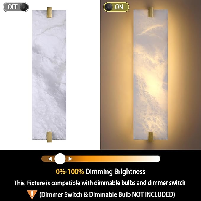 2 Pack 4 Light Square 20.75" Alabaster Marble Bathroom Wall Sconce Modern Concise Style Wall Light Fixture,Gold Finish for Bedroom Hallway Bedside