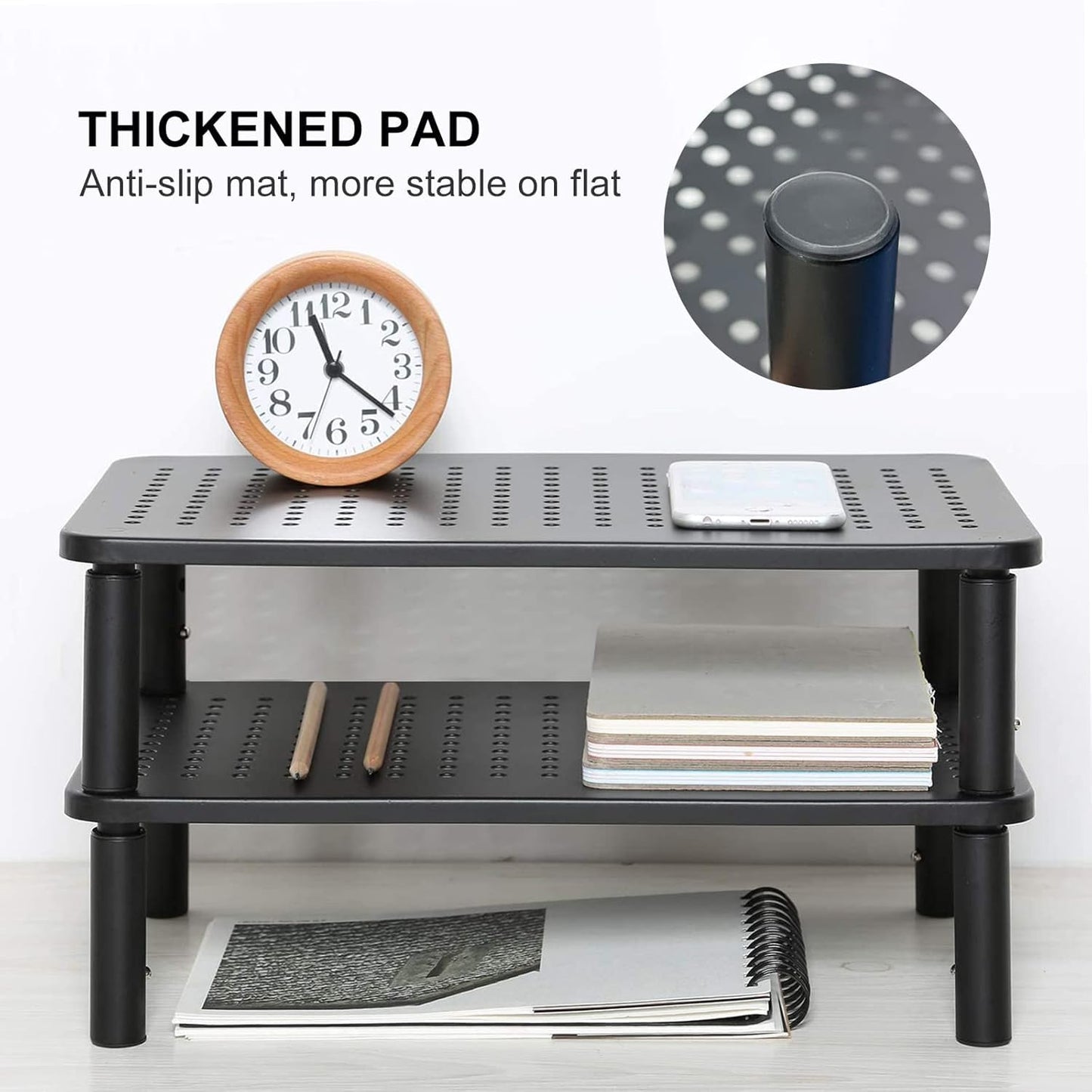 suptek Computer Monitor Stand Riser, Metal for Laptop, Printer, Notebook and All Flat Screen TV Display with Vented Platform, 3 Height Adjustable Riser MST003