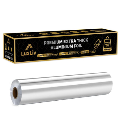 LuxLiv ® 50m Premium Heavy Duty 20 Micron Thick Kitchen Foil Catering Aluminium Tin Foil Roll - 30cm Wide