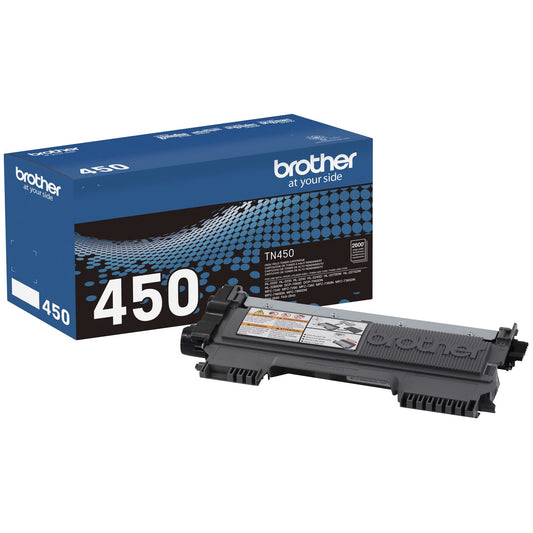 Brother Genuine High Yield Toner Cartridge, TN450, Replacement Black Toner, Page Yield Up To 2,600 Pages