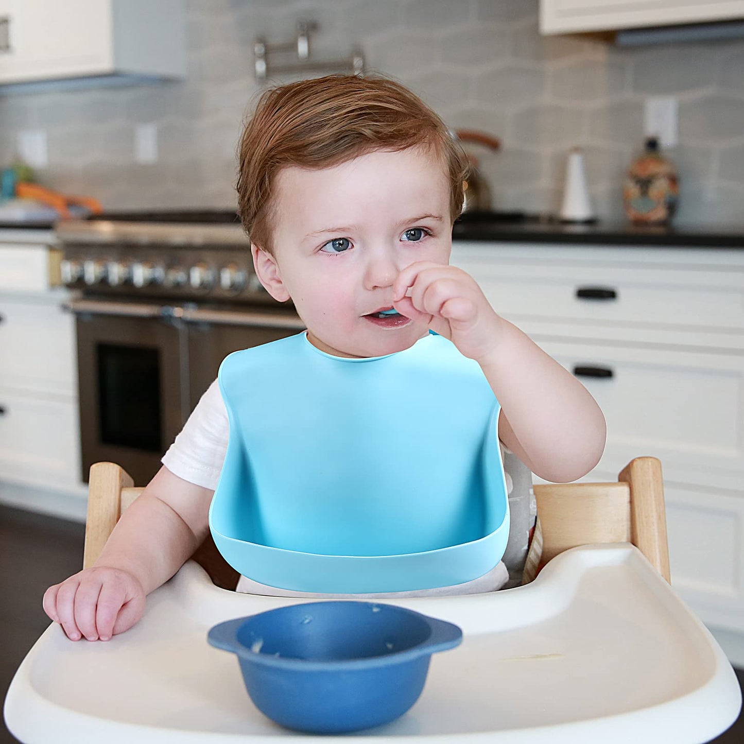 Eascrozn Silicone Bibs for Babies & Toddlers Set of 3, Silicone Baby Bibs for Boy and Girl, Adjustable Soft Waterproof Bib