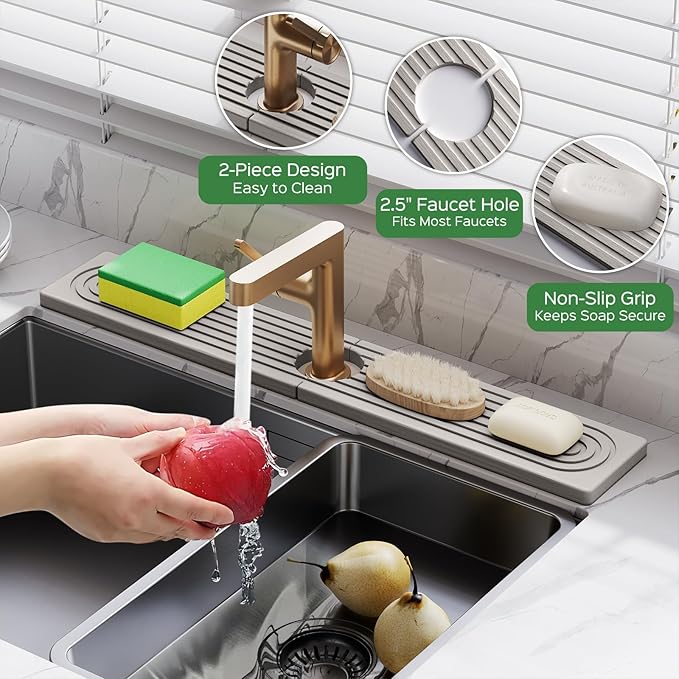 23.6 Inch Stone Faucet Mat for Kitchen Sink Splash Guard