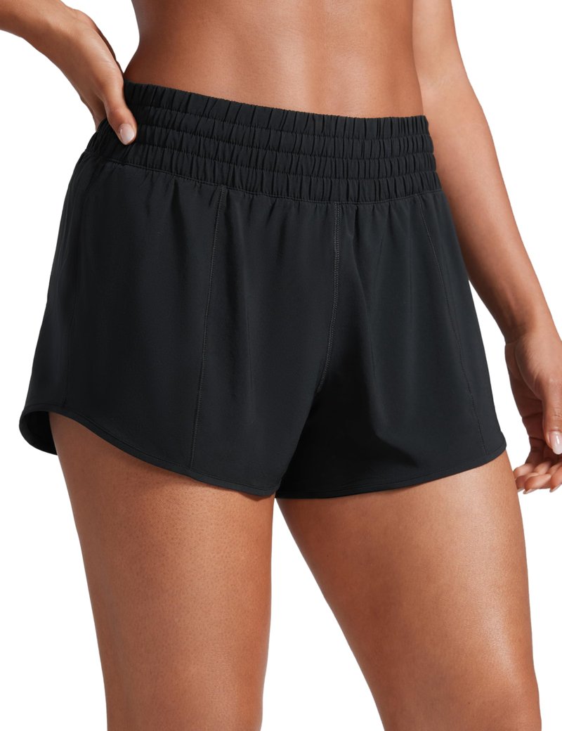 CRZ YOGA High Waisted Running Shorts for Women 2.5" - Mesh Liner Quick Dry for Workout Sport Athletic with Zipper Pocket Black Medium