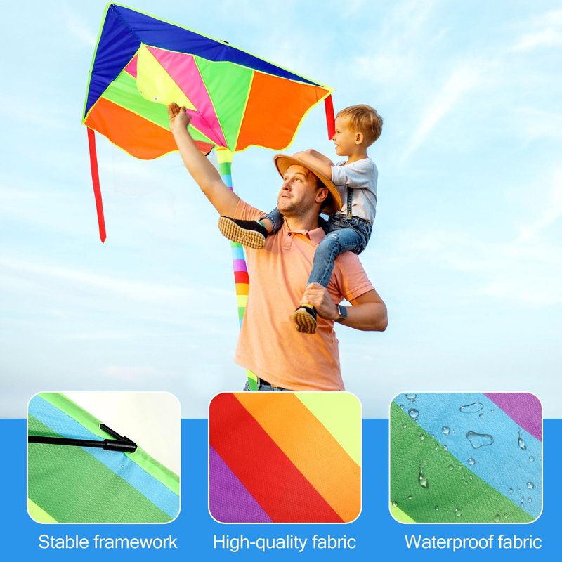 Foilswirl 8 Pack Kites for Kids Butterfly Fish Rainbow Delta Pattern with 8 Pcs 109 Yard Kite String Large Easy to Fly for Children Adults Spring Outdoor Beach Games