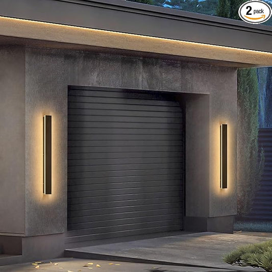39inch 2 Pack Outdoor Wall Lights, Black LED Exterior Light Fixtures Wall Mount, Modern Outdoor Sconce, Long LED Linear Outside Lighting for Garage, Front Door 3000K