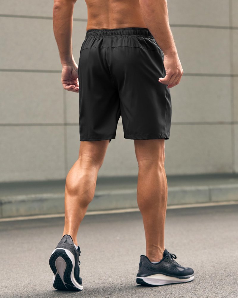 G Gradual Men's Athletic Running Shorts with Zipper Pockets Quick Dry 7"/ 5"/ 9" Workout Gym Shorts for Basketball Hiking(Black,7XL)