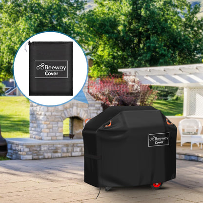 BEEWAY Barbecue Cover, BBQ Grill Cover fits Weber, Brinkmann, Char Broil - Heavy Duty Large BBQ Covers, UV & Waterproof, Rip-proof with Reflective Straps and Storage Bag (145 x 61 x 120cm)