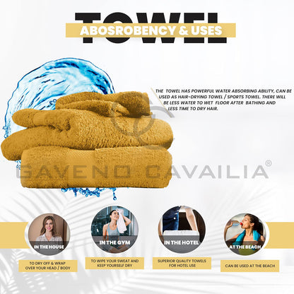 GC GAVENO CAVAILIA Egyptian Cotton Hand Towels Set of 4 - 700 GSM - Ochre - 50x85 cm