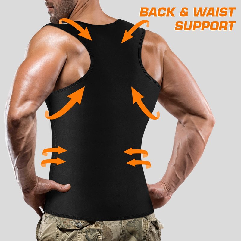 Cimkiz Mens Sweat Sauna Vest for Waist Trainer Zipper Neoprene Tank Top, Adjustable Sauna Workout Zipper Suit (Black, 5X-Large)
