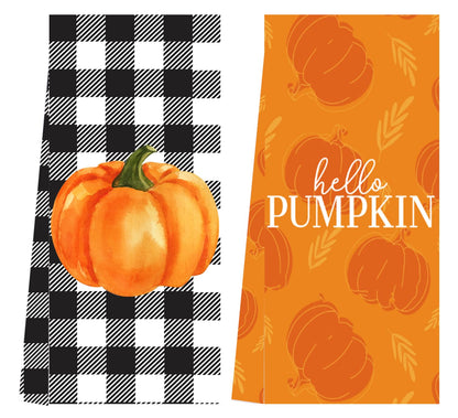 LXOMILL Buffalo Plaid Fall Kitchen Towels, Pumpkin Dish Towels, Farmhouse Fall Decorations for Kitchen, Fall Pumpkin Hand Towels Set of 2