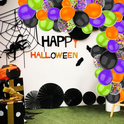 PheiLa 50 Pcs 12 Inch Balloons - Halloween Decorations in Orange, Black, Purple, Green Confetti for Trick or Treat, Spooky Ghost, Bar, Birthday, Graduation Parties