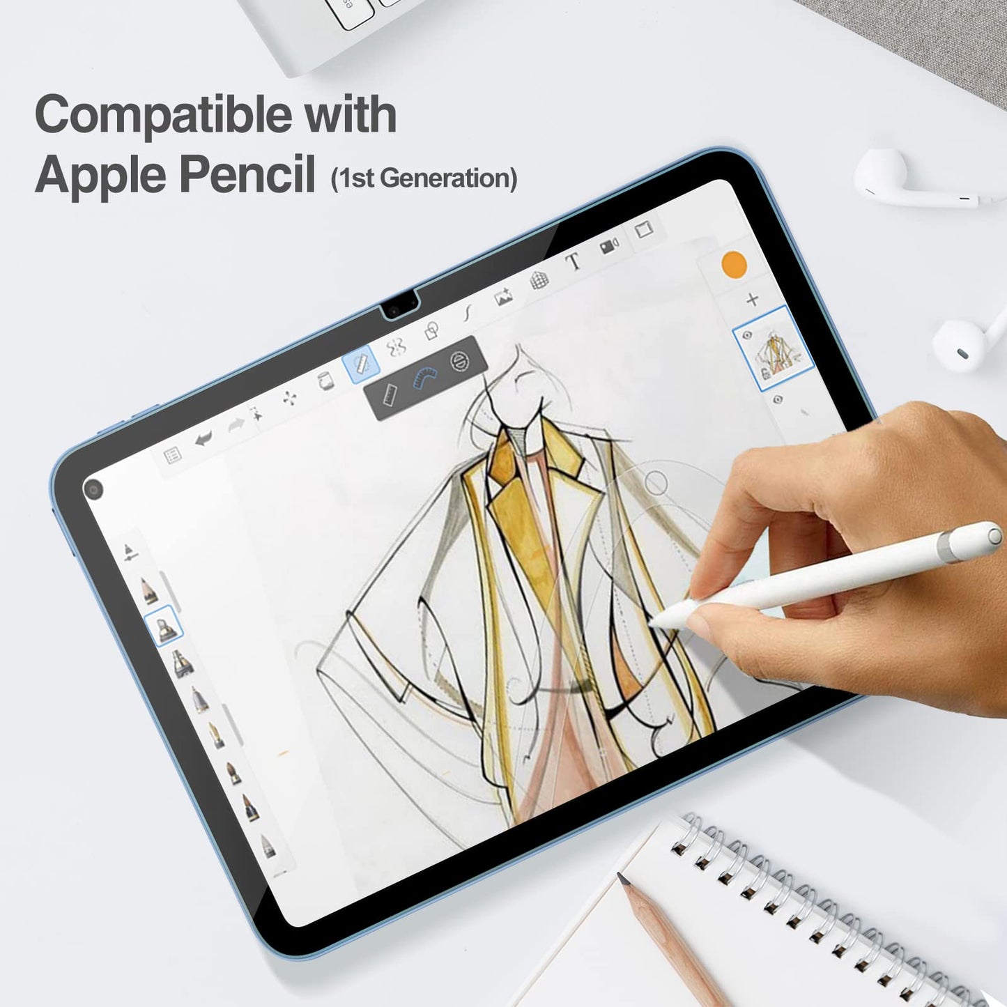 ProCase 2 Pack Screen Protector for iPad 9th 8th 7th Generation 10.2 Inch (2021/2020/2019), Tempered Glass Film for A2602 A2603 A2270 A2197 -Clear