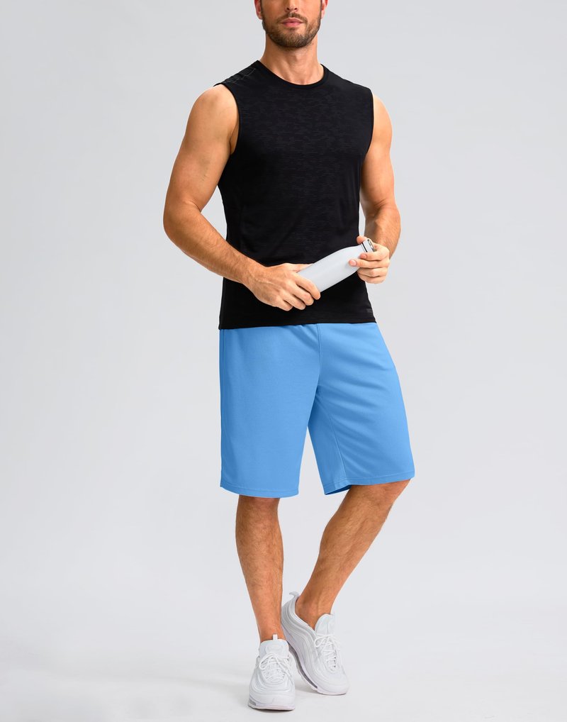 G Gradual Men's Athletic Shorts with Pockets 9" / 11" Long Basketball Shorts Lightweight Quick Dry Gym Workout Shorts for Men(Sky Blue,XXXL)