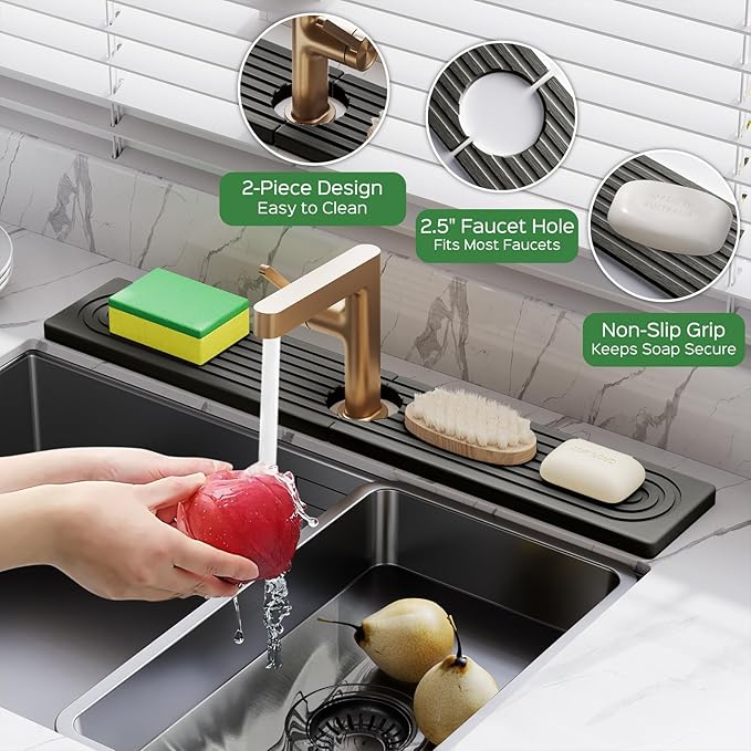 23.6 Inch Stone Faucet Mat for Kitchen Sink Splash Guard