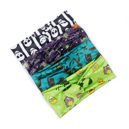 AKTVSHOW Halloween Headbands for Women Knotted Headband Elastic Head Bands Women's Hair Band Non-Slip Turban Printed Stylish Sport Sweat Hair Wrap for Girls Cute Hair Accessories 4PCS