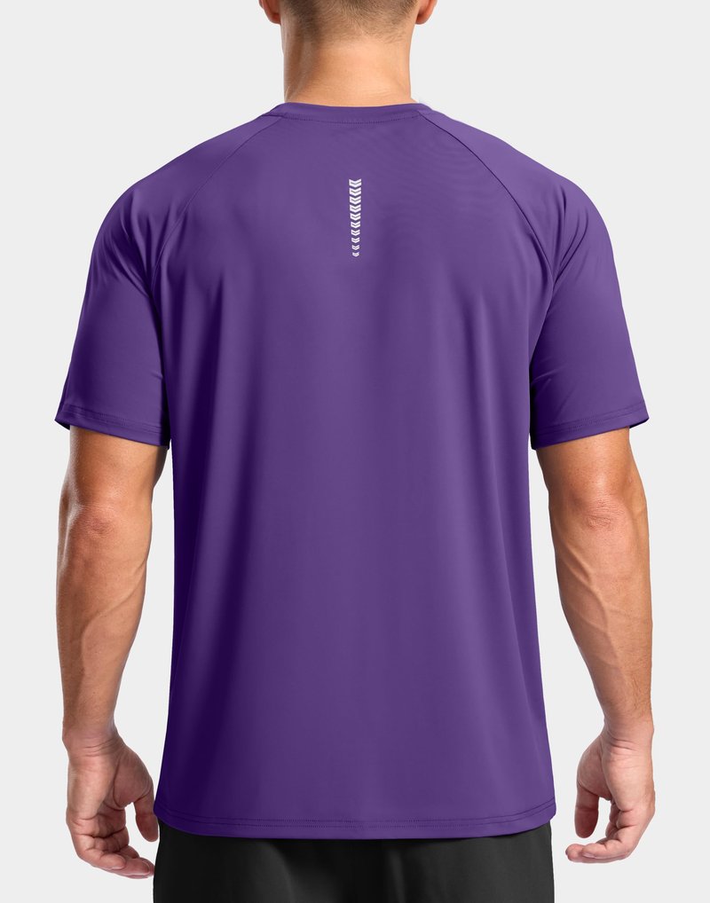 Men's Athletic Workout T-Shirts Moisture Wicking Cooling Running Shirts Short Sleeve Performance Tee for Gym Tennis(Purple,4XL)