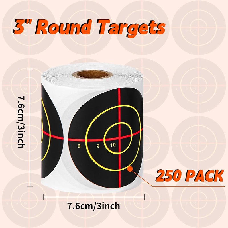 Shooting Targets - 3" Self-Adhesive Splatter Stickers | Reactive Paper for Airsoft, Rifle & Pistol Practice