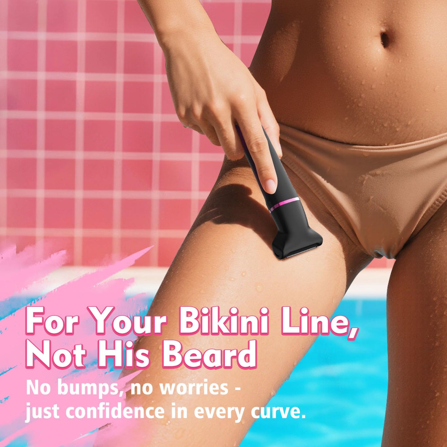 Bikini Trimmer for Women - Painless Electric Razors for Silk Skin,Cordless Body Shaver for Trip,Replaceable Lady Facial Razor, IPX7 Waterproof&Easy Cleaning, Ceramic Blade, USB Charge Dock Pink