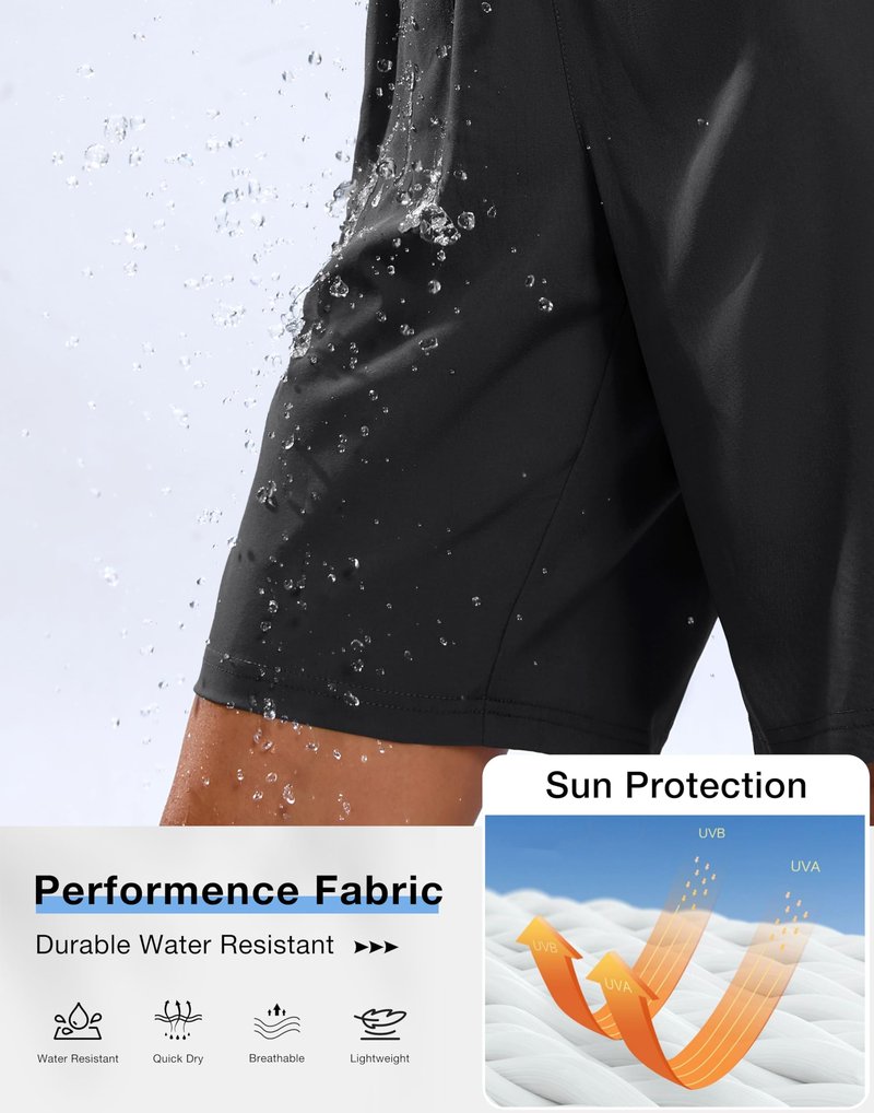 SANTINY Women's 7''/ 9'' Hiking Shorts with 3 Zipper Pockets Lightweight Quick Dry Long Athletic Golf Shorts for Women Casual (Black_L)