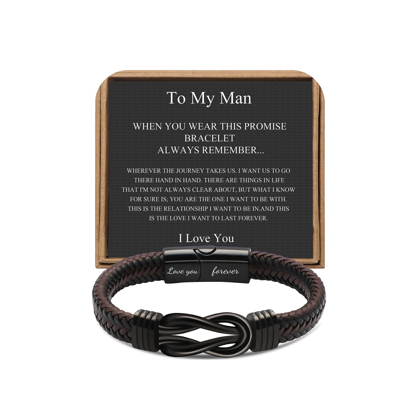 JoycuFF Valentines Day Anniversary Birthday Gifts Bracelets for Men Him Husband Boyfriend from Wife Girlfriend, Husband Boyfriend Unique Gifts Ideas, Christmas Fathers Day Mens Leather Knot Bracelet