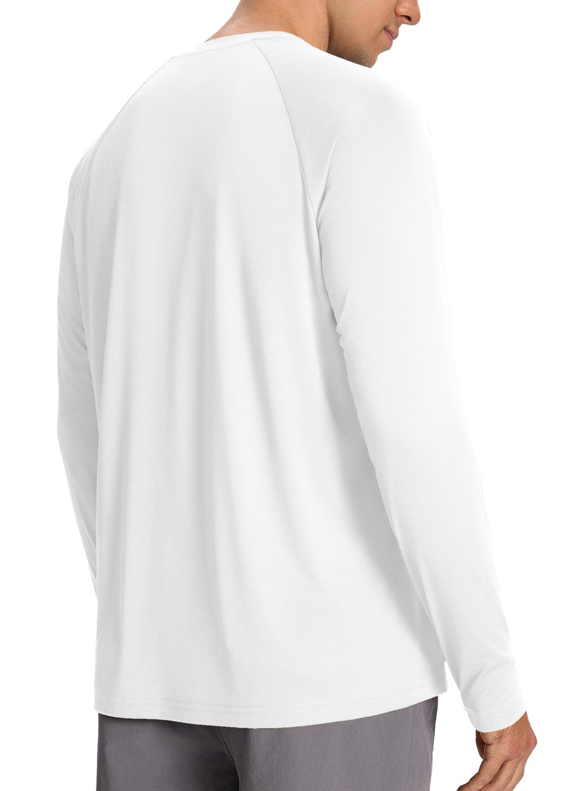 Men’s Sun Protection Shirts UPF 50+ Long Sleeve UV Shirt Rash Guard for Men Quick Dry Swim Fishing Beach Athletic White