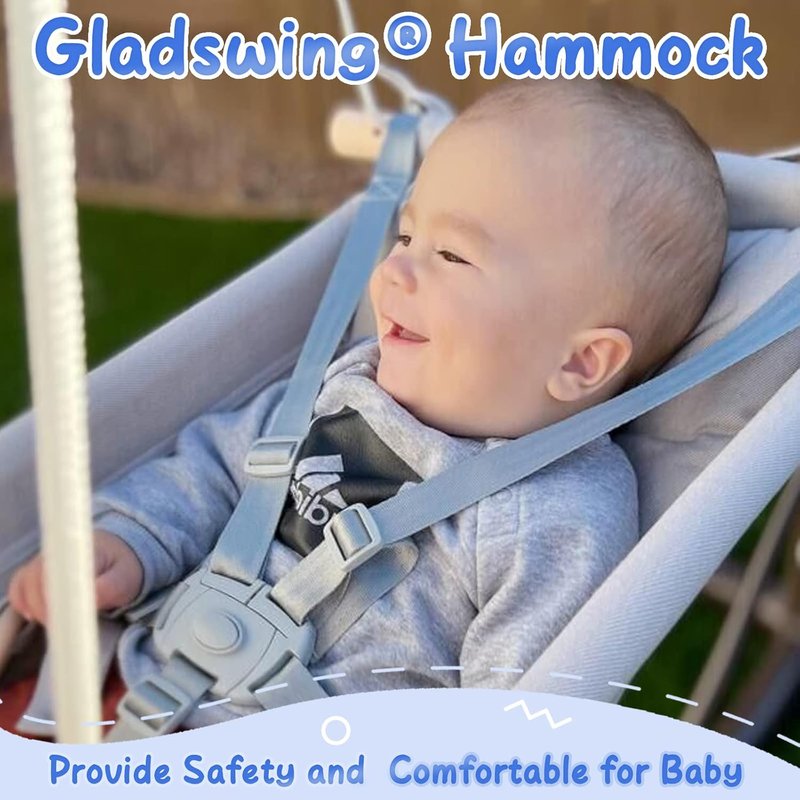 Baby Swing - Indoor & Outdoor Canvas Hammock for Toddlers | Comfortable Seat, Adjustable 5-Point Harness, Grey
