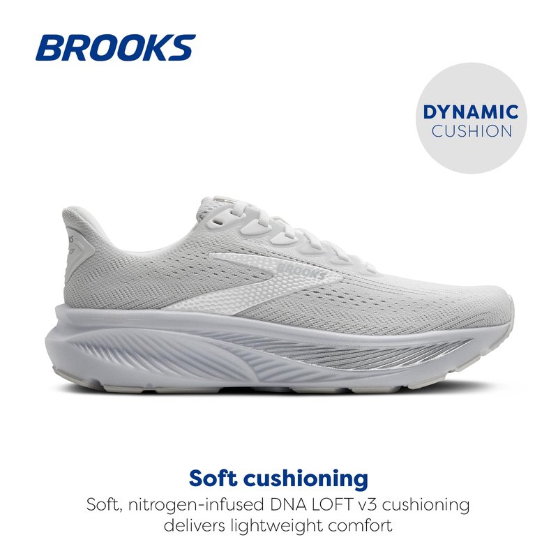Brooks Women’s Ghost 17 Neutral Running Shoe - White/White/Grey - 10 Wide