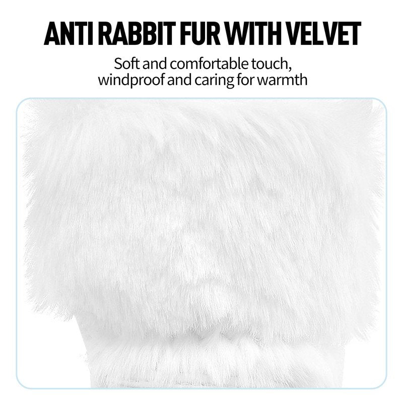 Lohas Creative Women's Golf Gloves, Plush Thickened Imitation Rabbit Fur, Warm, Comfortable, Non-Slip (White, 20)