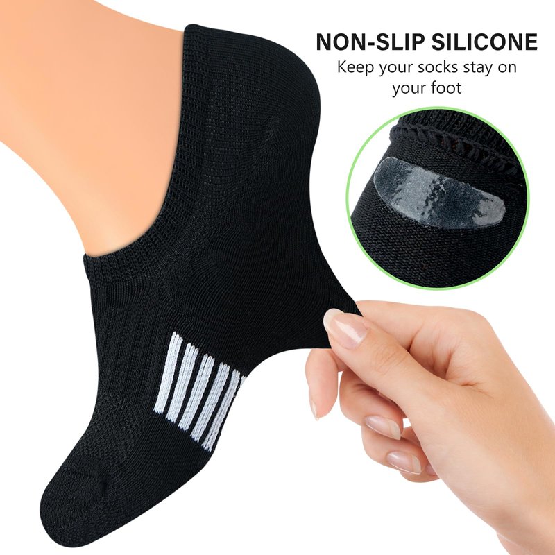 Amutost No Show Socks Womens Black Athletic Thick Moisture Low Cut Socks 5-6 Pairs