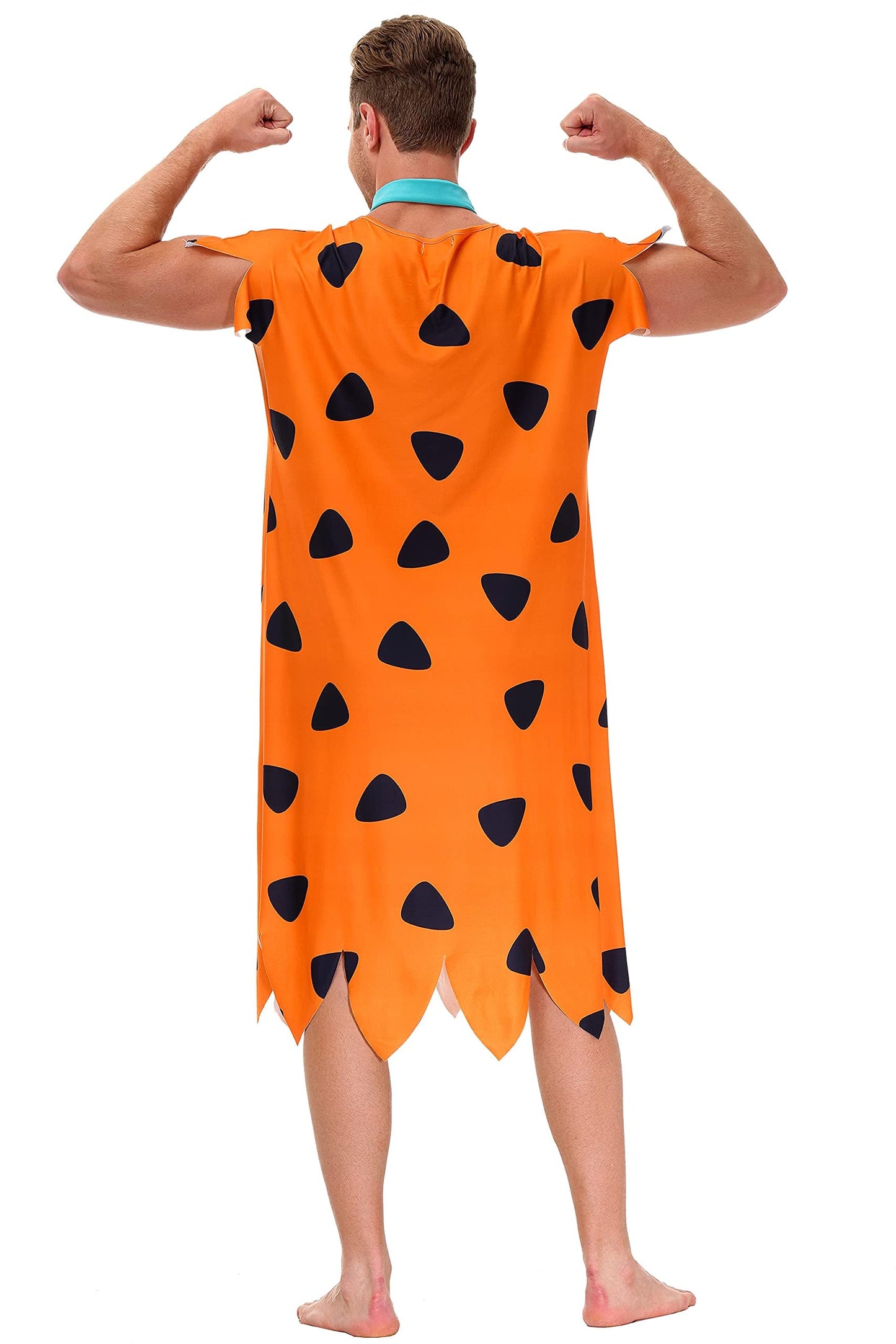 Mens Caveman Family Costume Halloween Cosplay Adult Couple Matching Party Outfit Orange Tunic XL