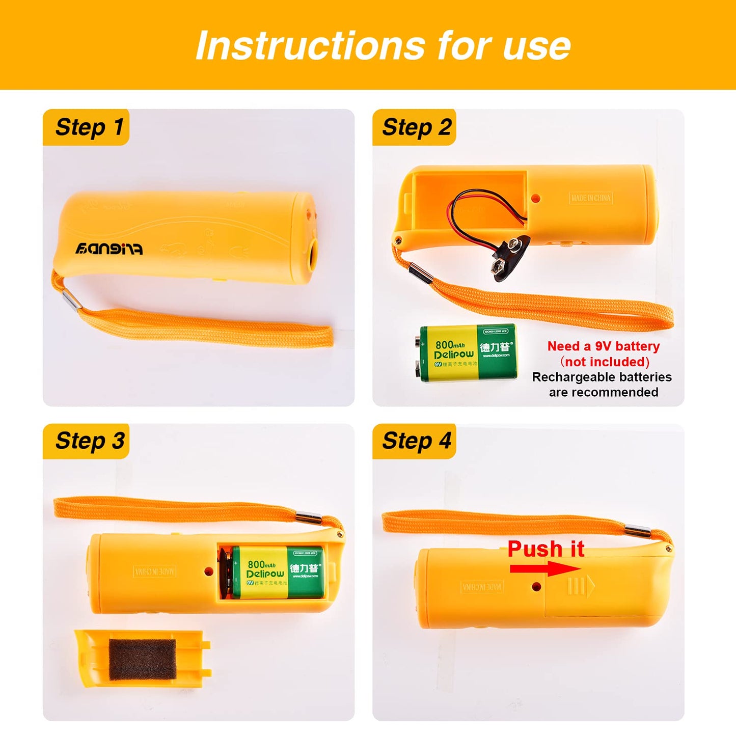 Frienda LED Ultrasonic Dog Trainer Device 3 in 1 Stop Barking Stop Bark Handheld Dog Training Device (Yellow)