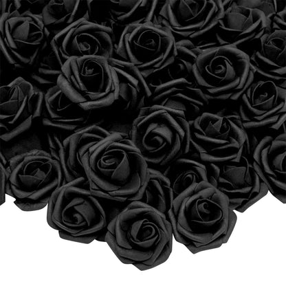 Bright Creations 100-Pack Black Artificial Flowers, Fake Foam Flowers for Halloween Decorations, DIY Crafts, Bouquets, and Black-Themed Parties (3 Inches)