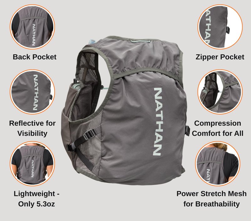 Nathan - Wm's Pinnacle Breeze 4L Charcoal/Surf Spray XXS-XS