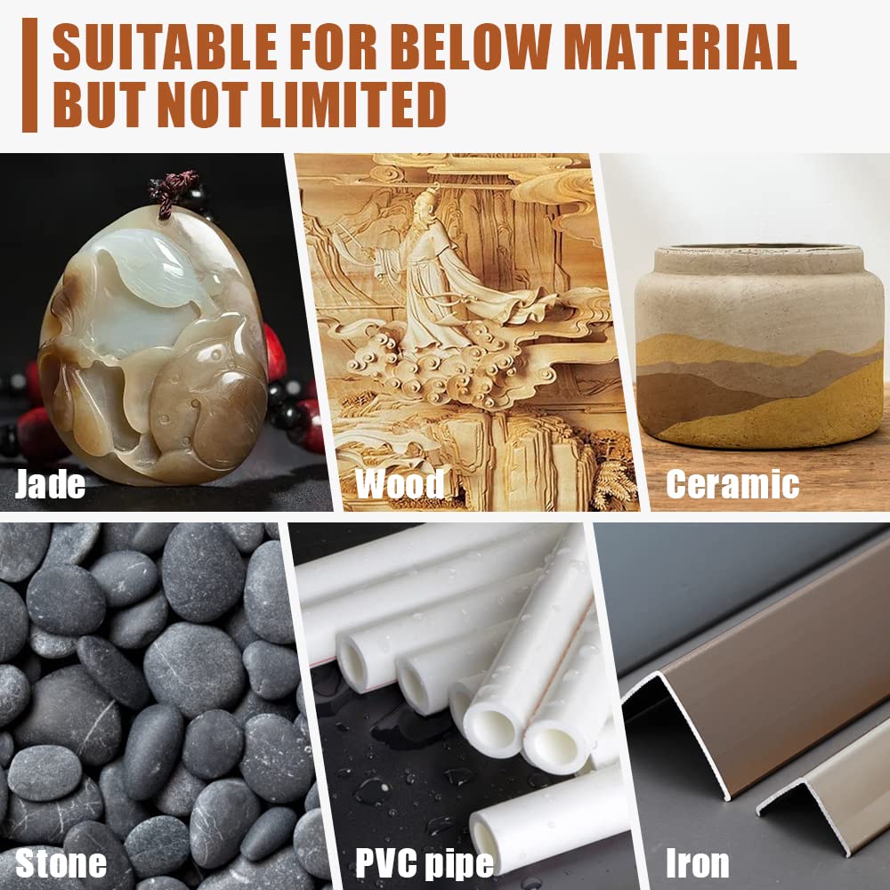 Diamond Drill Grinding Bit Set, Stone Carving Rotary Tools Polishing Kits Diamond-Coated with 1/8-inch Shank Universal Fitment for Stone Glass Ceramics