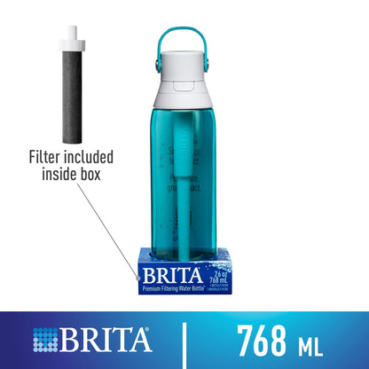 Brita Insulated Filtered Water Bottle with Straw, Reusable, BPA Free Plastic, Sea Glass, 26 Ounce