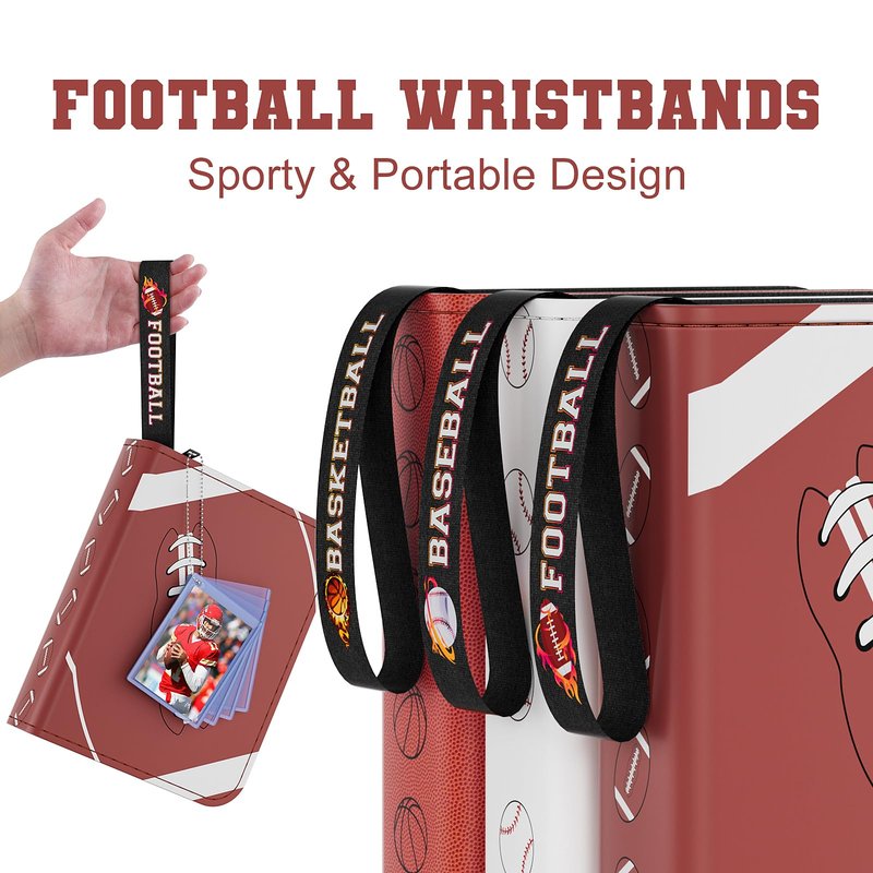 Mlikero 440 Pockets Football Card Binder, Sports Card Binder with Card Display Design, Premium Card Ablums with Sports Pattern Wristband Fit for Football Cards 2026