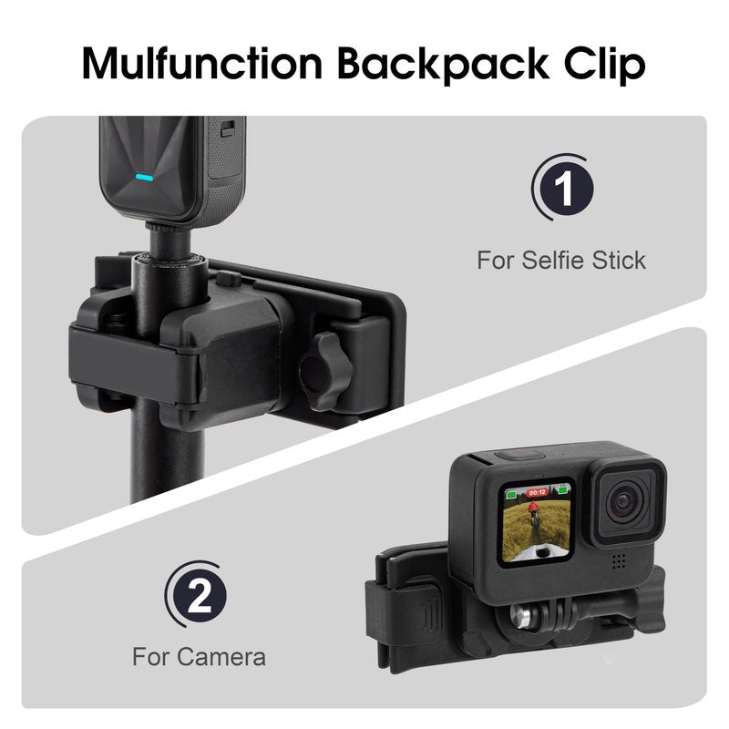STARTRC VCR Selfie Stick Holster Backpack Strap Clip Mount for Insta 360 X5 X4 Air Go Ultra ACE Pro 2 Ajustable Quick Release for pro Hero 13 12 Max 2 for DJI osmo Nano Action 6 5 Accessories