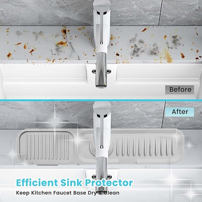Daily Treasures 45 x 10 cm Splash Sink Guard, Narrow Rim Design Silicone Faucet