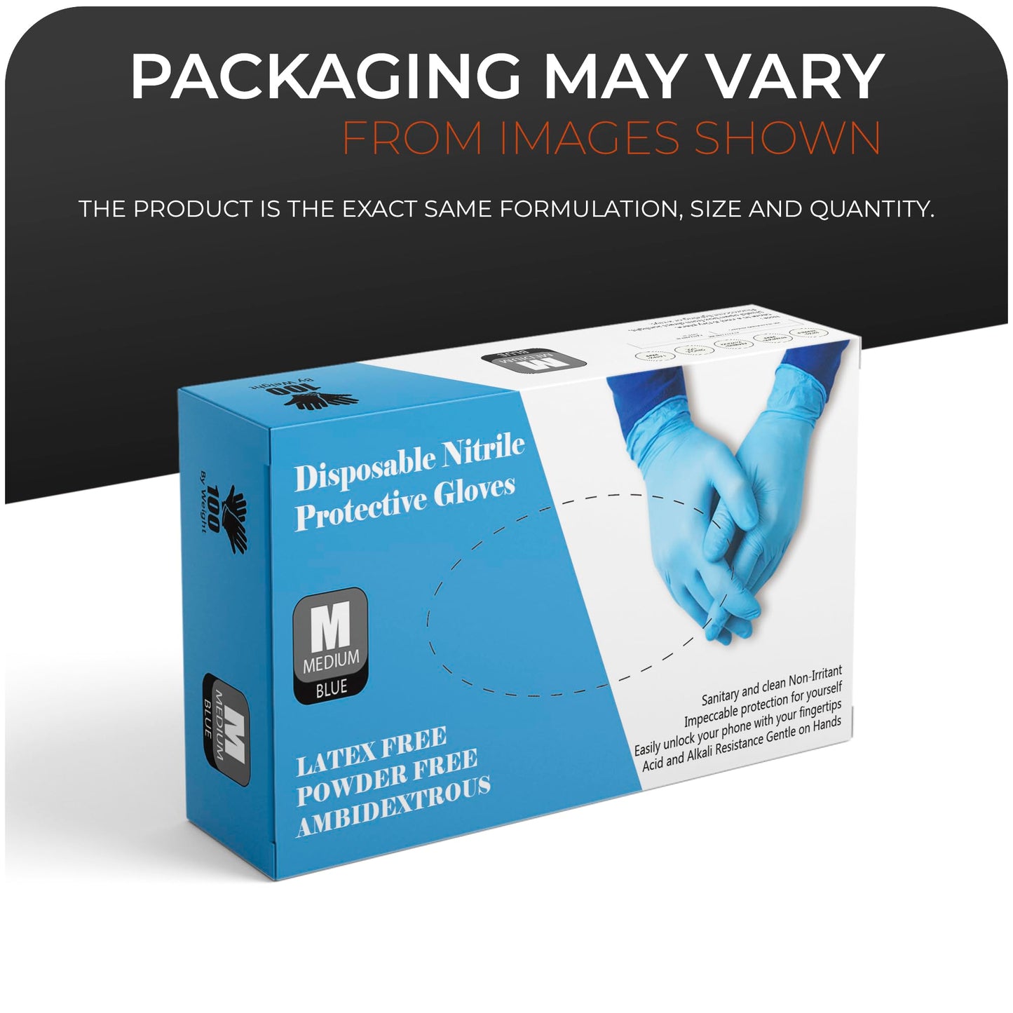 Surgicals Powder Free Nitrile Gloves, Food Grade, Hand Disposable Gloves - 1000 Count - Blue (1000, Medium)